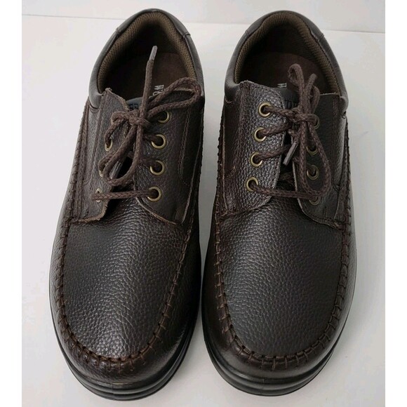 WONDERLITE Lou Shoes Mens 9.5 W Wide Width Brown Leather Casual Oxford Comfort - Picture 2 of 10